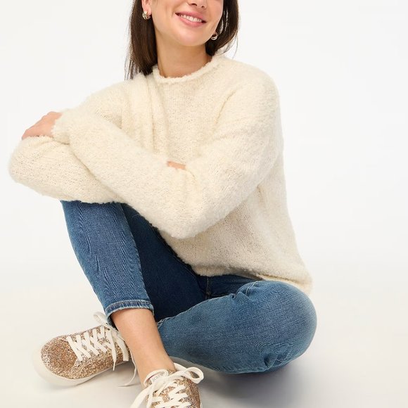 J. Crew Sweaters - J. Crew Bouclé Mockneck Alpaca Ladies Sweater Super Soft Yarn Cozy 3X